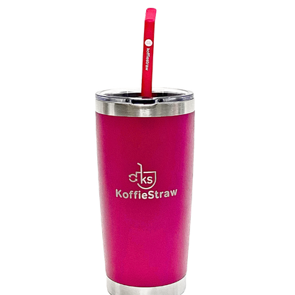 LMX 20 Oz Stainless Steel Vacuum Insulated Tumbler – Keeps Drinks Hot/Cold For Hours | Comes With Straw & Brush (Pink)